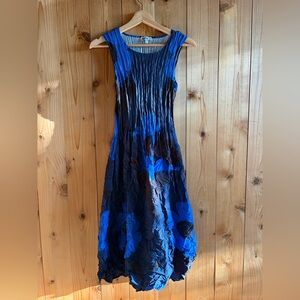 Alquema Indigo Floral Smash Pocket Dress Crinkle size 0